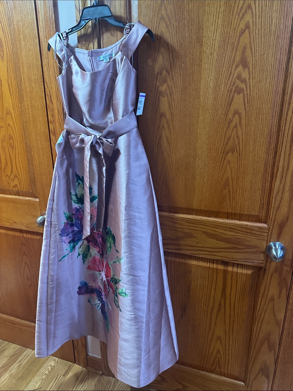 Kay Unger Girls' Pink Floral Sash Formal Dress
